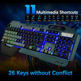 Darrahopens Electronics > Computer Accessories > Keyboards & Accessories 104 Keys Wireless Gaming Keyboard Mouse Set+Mouse Pad, RGB LED Backlit PC/Laptop Black-Rainbow