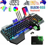 Darrahopens Electronics > Computer Accessories > Keyboards & Accessories 104 Keys Wireless Gaming Keyboard Mouse Set+Mouse Pad, RGB LED Backlit PC/Laptop Black-RGB