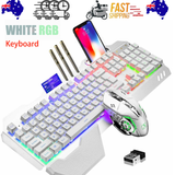 Darrahopens Electronics > Computer Accessories > Keyboards & Accessories 104 Keys Wireless Gaming Keyboard Mouse Set+Mouse Pad, RGB LED Backlit PC/Laptop White-RGB
