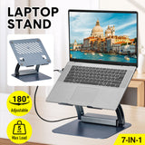 Darrahopens Electronics > Computer Accessories > Laptop Stands 7-in-1 Laptop Stand Docking Station Ergonomic Laptop Riser 360 Rotatable - PD Charging HDMI USB-C and USB-A 3.0 Ports for MacBook M1/M2/M3 HP ASUS DELL