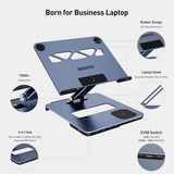 Darrahopens Electronics > Computer Accessories > Laptop Stands BENFEI 000366GY Laptop Stand with USB C Hub, Multi Function With USB and KVM Switch and 15W Wireless Charger