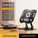 Darrahopens Electronics > Computer Accessories > Laptop Stands Black 360 Degree Rotating Tablet and Phone Stand Adjustable Desktop Holder Foldable Aluminium Alloy Device Stand for Video Calls Streaming Study and Office Us