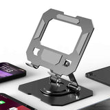 Darrahopens Electronics > Computer Accessories > Laptop Stands Black Adjustable Aluminium Alloy Tablet Stand with 360° Rotation, Foldable Metal Desk Holder for iPad, Tablets, E-Readers and Smartphones