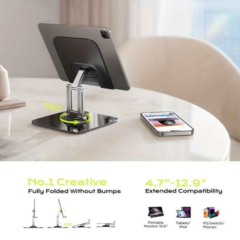 Darrahopens Electronics > Computer Accessories > Laptop Stands Black Silver laptop stand, 360 degree rotatable, ergonomic laptop stand, laptop accessories, adjustable laptop stand, laptop riser, workspace ergonomics, Australian market