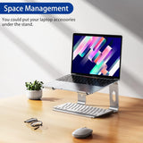 Darrahopens Electronics > Computer Accessories > Laptop Stands Ergonomic Aluminum Laptop Stand - Removable & Height Adjustable - Suitable for 10-14 inch Notebooks - Metal Silver