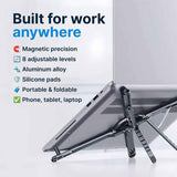 Darrahopens Electronics > Computer Accessories > Laptop Stands Gray Foldable Magnetic Phone & Tablet Stand Aluminium Alloy Laptop Holder Adjustable Desktop Stand for Mobile Phone, Tablet and Notebook