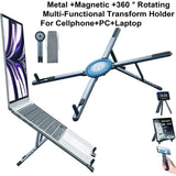 Darrahopens Electronics > Computer Accessories > Laptop Stands Gray Foldable Magnetic Phone & Tablet Stand Aluminium Alloy Laptop Holder Adjustable Desktop Stand for Mobile Phone, Tablet and Notebook