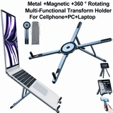 Darrahopens Electronics > Computer Accessories > Laptop Stands Grayish blue Foldable Magnetic Phone & Tablet Stand Aluminium Alloy Laptop Holder Adjustable Desktop Stand for Mobile Phone, Tablet and Notebook