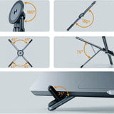Darrahopens Electronics > Computer Accessories > Laptop Stands Grayish blue Foldable Magnetic Phone & Tablet Stand Aluminium Alloy Laptop Holder Adjustable Desktop Stand for Mobile Phone, Tablet and Notebook