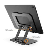 Darrahopens Electronics > Computer Accessories > Laptop Stands Silver Adjustable Aluminium Alloy Tablet Stand with 360° Rotation, Foldable Metal Desk Holder for iPad, Tablets, E-Readers and Smartphones