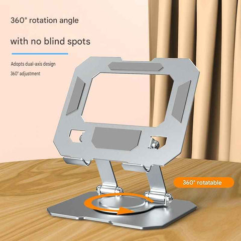 Darrahopens Electronics > Computer Accessories > Laptop Stands Silver Adjustable Aluminium Alloy Tablet Stand with 360° Rotation, Foldable Metal Desk Holder for iPad, Tablets, E-Readers and Smartphones