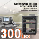 Darrahopens Electronics > Computer Accessories > Laptop Stands VEVOR 12U AV Rack Stand, 136.08kg Capacity, Network Stereo Recording Studio Rack with Lockable Caster Wheels Round & Square Holes, Special Vent for 482.6 mm Audio Video Musical & IT Equipment Mounting