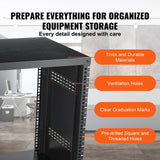 Darrahopens Electronics > Computer Accessories > Laptop Stands VEVOR 12U AV Rack Stand, 136.08kg Capacity, Network Stereo Recording Studio Rack with Lockable Caster Wheels Round & Square Holes, Special Vent for 482.6 mm Audio Video Musical & IT Equipment Mounting