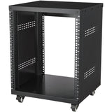 Darrahopens Electronics > Computer Accessories > Laptop Stands VEVOR 12U AV Rack Stand, 136.08kg Capacity, Network Stereo Recording Studio Rack with Lockable Caster Wheels Round & Square Holes, Special Vent for 482.6 mm Audio Video Musical & IT Equipment Mounting