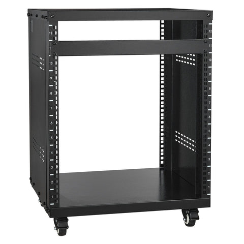Darrahopens Electronics > Computer Accessories > Laptop Stands VEVOR 12U AV Rack Stand, 136.08kg Capacity, Network Stereo Recording Studio Rack with Lockable Caster Wheels Round & Square Holes, Special Vent for 482.6 mm Audio Video Musical & IT Equipment Mounting