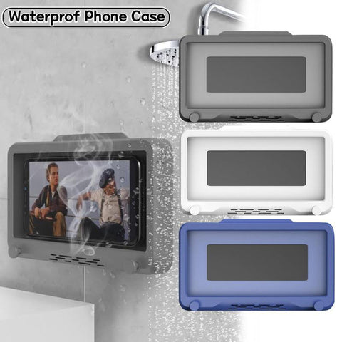 Darrahopens Electronics > Computer Accessories > Laptop Stands Wall Mounted Phone Holder for Bathroom Shower Waterproof Touch Screen Case - White