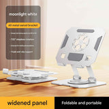 Darrahopens Electronics > Computer Accessories > Laptop Stands White 360 Degree Rotating Tablet and Phone Stand Adjustable Desktop Holder Foldable Aluminium Alloy Device Stand for Video Calls Streaming Study and Office Us