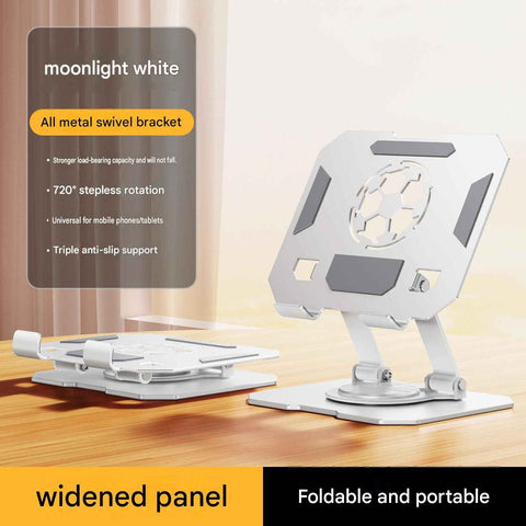 Darrahopens Electronics > Computer Accessories > Laptop Stands White 360 Degree Rotating Tablet and Phone Stand Adjustable Desktop Holder Foldable Aluminium Alloy Device Stand for Video Calls Streaming Study and Office Us