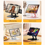 Darrahopens Electronics > Computer Accessories > Laptop Stands White 360 Degree Rotating Tablet and Phone Stand Adjustable Desktop Holder Foldable Aluminium Alloy Device Stand for Video Calls Streaming Study and Office Us