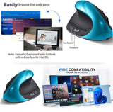 Darrahopens Electronics > Computer Accessories > Mouse & Accessories Blue Ergonomic Wireless Vertical Mouse (Small Hand-Friendly): USB-C Rechargeable, 2.4G 3-DPI, Reduce Wrist Strain (Right-Handed)
