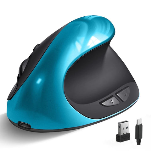 Darrahopens Electronics > Computer Accessories > Mouse & Accessories Blue Ergonomic Wireless Vertical Mouse (Small Hand-Friendly): USB-C Rechargeable, 2.4G 3-DPI, Reduce Wrist Strain (Right-Handed)