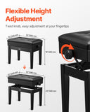Darrahopens Electronics > Computer Accessories > Mouse & Accessories VEVOR Piano Bench, Keyboard Piano Chair with 19.3"-22.8" Adjustable Height, Padded Cushion, Storage Compartment for Music Books, Heavy Duty Wooden Piano Stool Seat, for Vanity, Living Room, Bedroom