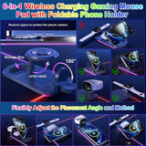 Darrahopens Electronics > Computer Accessories > Mouse & Accessories Wireless Charging Mouse Pad 15W RGB Gaming Mousepad Waterproof Desk Mat with Phone Holder 35.4''x11.8'' Extra Large Desk Pad Non-Slip Base Computer Keyboard Mat for PC Laptop, White