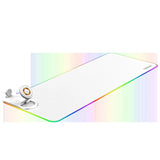 Darrahopens Electronics > Computer Accessories > Mouse & Accessories Wireless Charging Mouse Pad 15W RGB Gaming Mousepad Waterproof Desk Mat with Phone Holder 35.4''x11.8'' Extra Large Desk Pad Non-Slip Base Computer Keyboard Mat for PC Laptop, White