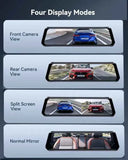 Darrahopens Electronics > Computer Accessories > Webcams 12" Black Dual 4K+1080P Rear View Mirror Dash Cam with WiFi 6, GPS, Night Vision, 64GB