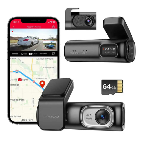 Darrahopens Electronics > Computer Accessories > Webcams 2 Channel 4K Dashcam with 1080P, 5G WiFi, GPS, Parking Monitor, Voice Control, Free 64GB TF Card In Australia - Darrahopens