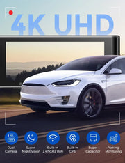 Darrahopens Electronics > Computer Accessories > Webcams 3.19" Black IPS Dual Dash Cam with 4K+1080P, 5G WiFi, GPS, Night Vision & Free 64GB Card