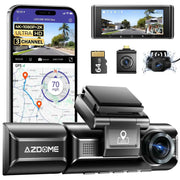 Darrahopens Electronics > Computer Accessories > Webcams 3 Channel Dash Cam in Black with WiFi, GPS, 4K+1080P+2.5K, 64GB Card, Parking Mode