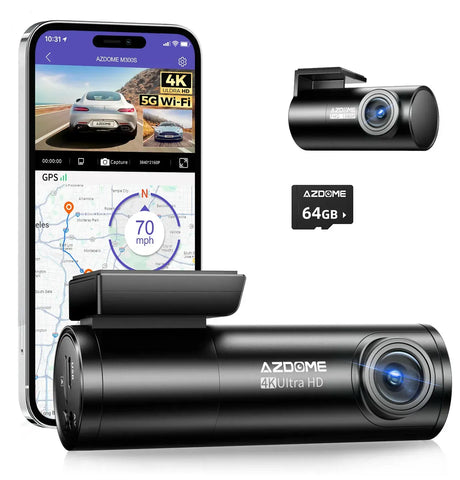 Darrahopens Electronics > Computer Accessories > Webcams 4K Black Dash Cam with 5.8GHz WiFi, GPS, Front & Rear Recording, 24-Hour Parking Mode, 64GB Card In Australia - Darrahopens