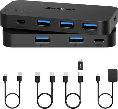 Darrahopens Electronics > Computers & Tablets > Desktops & Accessories BENFEI 000376BK USB 3.0 Switch, USB Switcher 2 Computers Share 3xUSB 3.0 and 1xUSB C with Remote