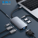 Darrahopens Electronics > Computers & Tablets > Desktops & Accessories BENFEI 335GY USB-C Hub with Triple Display, 8-in-1 Docking Station (100W PD, Dual 4K HDMI, VGA, 3x USB 3.0)