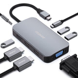 Darrahopens Electronics > Computers & Tablets > Desktops & Accessories BENFEI 335GY USB-C Hub with Triple Display, 8-in-1 Docking Station (100W PD, Dual 4K HDMI, VGA, 3x USB 3.0)