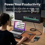 Darrahopens Electronics > Computers & Tablets > Desktops & Accessories Laser USB-C 6-in-1 Multi-Port Hub with 4K HDMI and 100W PD Charging