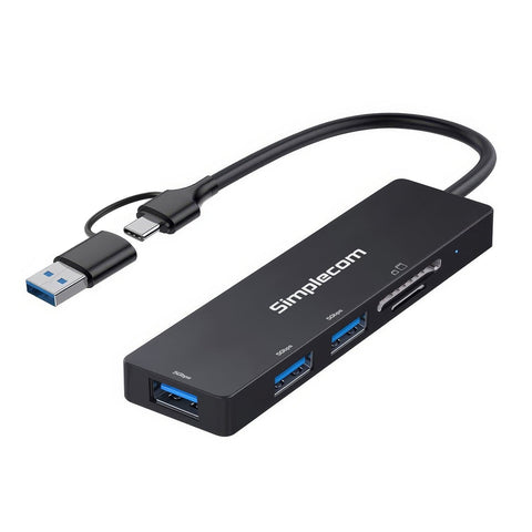 Darrahopens Electronics > Computers & Tablets > Desktops & Accessories Simplecom CH365C SuperSpeed 3-Port USB Hub with SD MicroSD Card Reader USB-A and USB-C Dual Connector