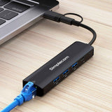 Darrahopens Electronics > Computers & Tablets > Desktops & Accessories Simplecom CHN436 USB-C and USB-A to 4-Port USB HUB with Gigabit Ethernet Adapter