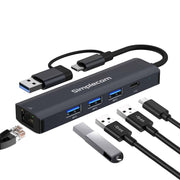 Darrahopens Electronics > Computers & Tablets > Desktops & Accessories Simplecom CHN436 USB-C and USB-A to 4-Port USB HUB with Gigabit Ethernet Adapter