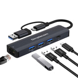 Darrahopens Electronics > Computers & Tablets > Desktops & Accessories Simplecom CHN436 USB-C and USB-A to 4-Port USB HUB with Gigabit Ethernet Adapter