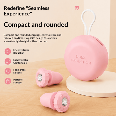 Darrahopens Electronics > Headphones and Earphones > In Ear Headphones & Earbuds Pink Luxury Diamond-Encrusted Noise Reduction Earplugs with Anti-Lost Lanyard - Soft Silicone Sleep & Study Ear Plugs for Comfortable Silence