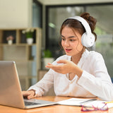 Darrahopens Electronics > Headphones and Earphones > Over Ear Headphones Laser Foldable Bluetooth Headphones with Mic Bright White