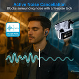 Darrahopens Electronics > Headphones and Earphones > Over Ear Headphones Laser TWS Earbuds ANC with Touch Display Black