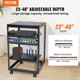 Darrahopens Electronics > Headphones and Earphones > Over Ear Headphones VEVOR 15U Open Frame Server Rack, 23-40 in Adjustable Depth, Free Standing or Wall Mount Network Server Rack, 4 Post AV Rack with Casters, Holds All Your Networking IT Equipment AV Gear Router Modem