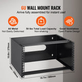 Darrahopens Electronics > Headphones and Earphones > Over Ear Headphones VEVOR 6U Wall Mount Network Rack, 14 in/355.6 mm Depth, 50 lbs/22.68 kg Max Weight Capacity Wall Mount Server Rack with Cage Nuts, 19"/482.6 mm for Shallow Server IT Equipment and Network Switches