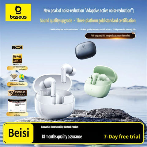 Darrahopens Electronics > Headphones and Earphones > Wireless Headphones & Earbuds Baseus M3s Bluetooth headset-White