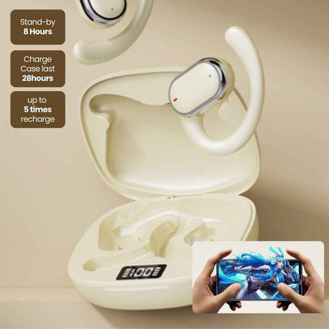 Darrahopens Electronics > Headphones and Earphones > Wireless Headphones & Earbuds Bluetooth 5.3 Wireless Earbuds Deep Bass Over Ear - Beige