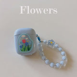 Darrahopens Electronics > Headphones and Earphones > Wireless Headphones & Earbuds Floral patches + black base shell + colorful bracelet AirPods 1/2