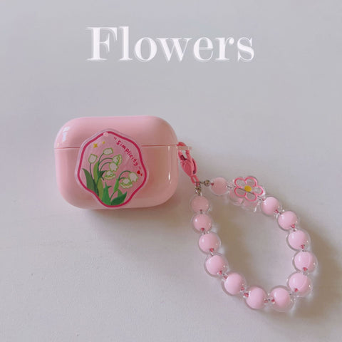 Darrahopens Electronics > Headphones and Earphones > Wireless Headphones & Earbuds Floral patches + pink base shell + pink bracelet Apple AirPods 3